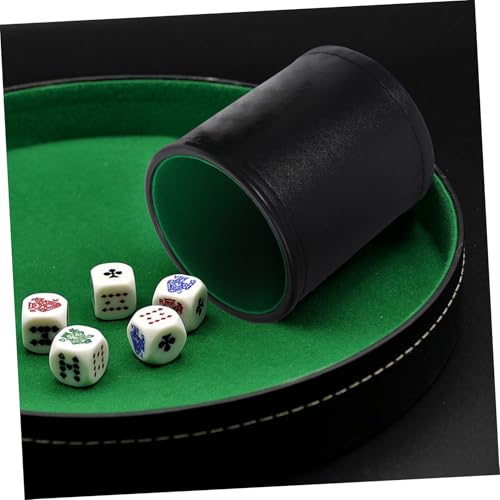 Totority Leather Dice Cup with Lid Felt-Lined Quiet Shaker for Bar and Party Games Supple Green Interior Lightweight and Compact for Easy Carry Storage