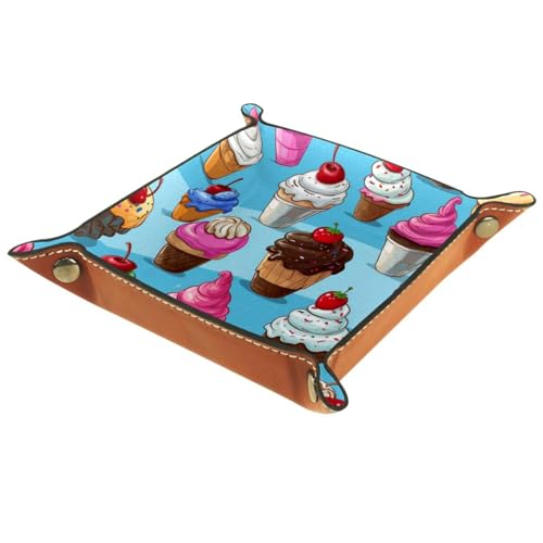Ice Cream Dessert Dice Tray PU Leather Dice Rolling Tray Folding Dice Holder for Dice Games, Like RPG, DND and Other Table Games - color: Multi 6