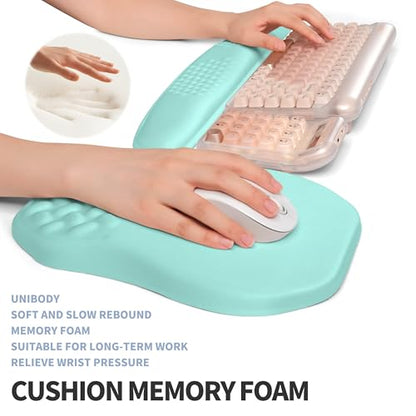 2-in-1 Ergonomic Set, Wave Keyboard Wrist Rest and Massage Slope Mouse Pad Wrist Support, Rebound Memory Foam for Relieve Carpal Tunnel Syndrome and Wrist Pain (Light Blue) - color: Light Blue