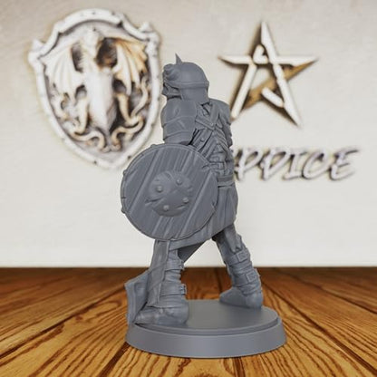 AUSPDICE Fantasy Tabletop RPG Miniature: Unpainted 28mm Skeleton Warrior for DND Campaigns, Customizable Undead Figure for Dungeon Encounters & Army Building-AS125