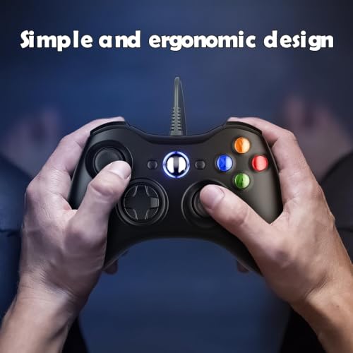 Dinosoo 2 Pack Replacement for Xbox 360 Controller Wired, PC Controller Compatible with Microsoft Xbox 360 & Slim/PC, with Upgraded Joystick, Double Shock, Voice Function Black - color: Deep Black