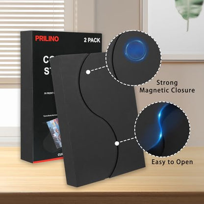 2-Pack Black Comic Book Stor-Folio - Storage Box for Current and Silver Age Comics, Portable Folio With Strong Magnetic Closure, Ideal for Conventions - size: 2ct Black Comic Book Stor Folio