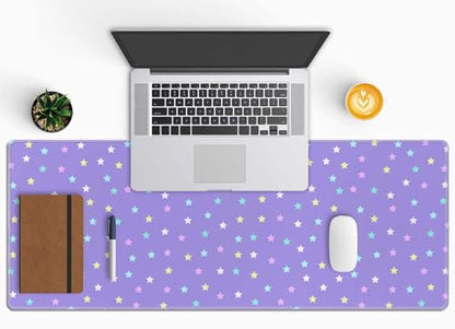 Mouse Pad Gaming, Large Mouse Pads, Non-Slip Rubber Base Mousepad, Keyboard Mouse Mat Desk Pad with Stitched Edges, 31.5x11.8 inch Pastel Star Pattern - color: Pastel Star Pattern