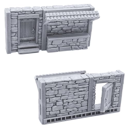 Terrace Shopfronts by Printable Scenery, 3D Printed Tabletop RPG Scenery and Wargame Terrain 28mm Miniatures