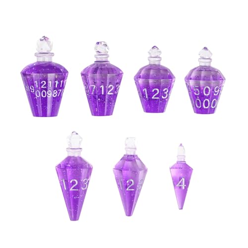 7PCS Potion DND Dice Set,Transparent Sharp Edge Die Set D&D RPG Polyhedral Die,for Dungeons & Dragons, Pathfinder, and TTRPG Roleplaying Games.(Purple) - color: Purple