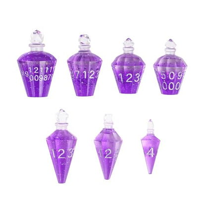 7PCS Potion DND Dice Set,Transparent Sharp Edge Die Set D&D RPG Polyhedral Die,for Dungeons & Dragons, Pathfinder, and TTRPG Roleplaying Games.(Purple) - color: Purple