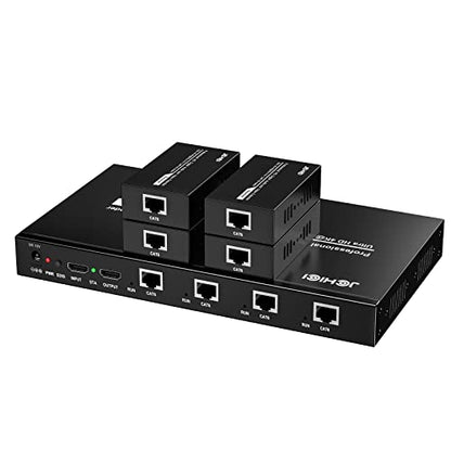 HDMI Extender Splitter 1 x 4, JCHICI 4K@30Hz 100M(328fts) HDMI Splitter with Loopout and EDID Copy Function, Lossless Transmission and Zero Latency, Support 3D - size: HDMI Extender Splitter 1 x 4