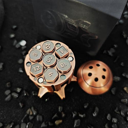 Roulette Dice Spinner for DND Dice Set, 7 Metallic Polyhedral D&D Dice with Gift Case for DND Game, RPG Role Playing Table Game Gifts (Copper) - color: Copper