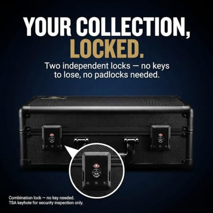 4 Row Graded Card Storage Box | Aluminum Slab Case Holds 150+ PSA BGS SGC CGC | Dual Combination Lock & TSA-Compatible Access | Sports, Baseball, TCG & Top Loader Organizer