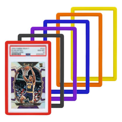 neotidy PSA Slab Guard, PSA Slab Protector for Graded Cards, 6 Pack Silicone Slab Bumper Guard, Edge Protector Frame for PSA Graded Card Cases, Black Blue Yellow Orange Red Purple