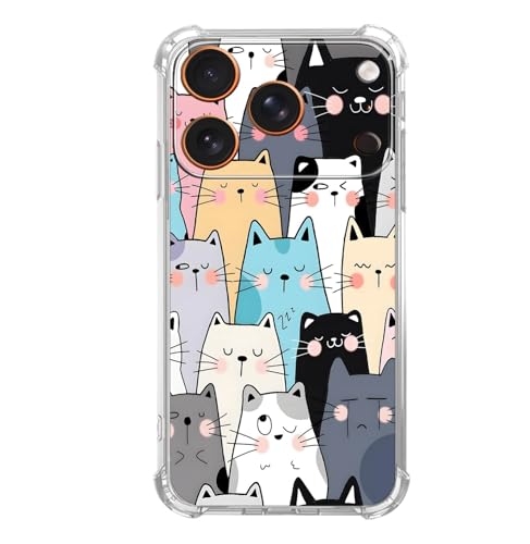 Healing Full Screen Cat Case for iPhone 17 Pro Max, Cute Color Block Cat, Trendy Cool Soft TPU Bumper Cover Case for iPhone 17 Pro Max - color: Cat