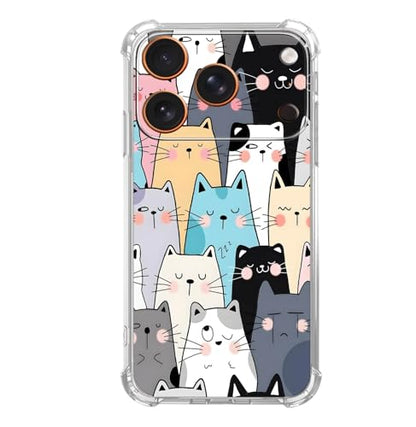 Healing Full Screen Cat Case for iPhone 17 Pro Max, Cute Color Block Cat, Trendy Cool Soft TPU Bumper Cover Case for iPhone 17 Pro Max - color: Cat
