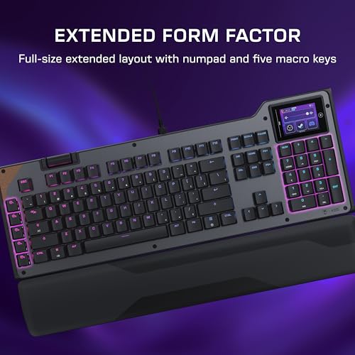 Turtle Beach Command Series KB5 Full-Sized Mechanical PC Gaming Keyboard | Touchscreen Command Display, Low-Profile Mechanical Switches, Double Shot PBT Keycaps, True 8K Polling, Per Key RGB, Black - style: KB5 Keyboard