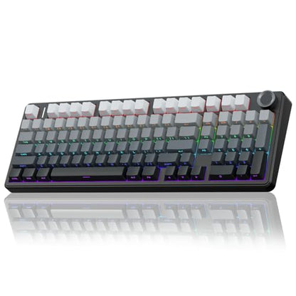 AULA F99 Pro Wireless Mechanical Keyboard with Knob,Gasket Structure,Tri-Mode BT5.0/USB-C/2.4GHz Hot Swappable Keyboard,Creamy Sound,RGB Backlit PBT Keycaps Computer Gaming Keyboards - color: With Knob-Side Prined-Black