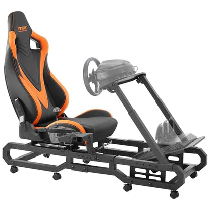 VEVOR Racing Wheel Stand, Racing Cockpit with Wheels for Logitech G923 G920 G29 & Thrustmaster T248P, Heavy Duty Steel Adjustable Cockpit, Max Load 330 LBS - style: Large Base with Wheels