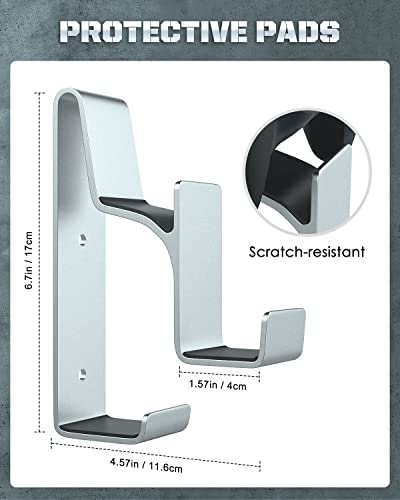 MoKo Dual Controller & Headphone Wall Mount Holder, for PS5 Xbox Switch | 2-in-1 holds two controllers and one headset. Wall mount saves desk space. Fits Xbox, PS4, PS5, Switch and PC. - color: Silver