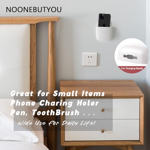 noonebutyou 3 Pcs Remote Control Holder Wall Mount Self Adhesive Remote Case Hole-Free Storage Organizer Wall Pencil Holder Phone Charging for Home Office School(White) - color: White