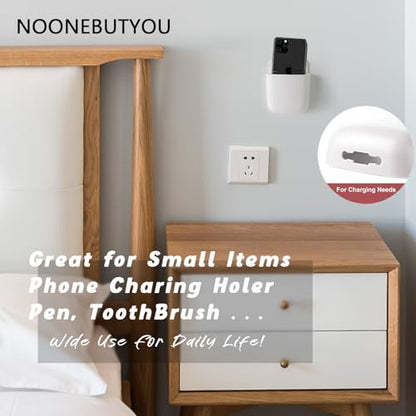 noonebutyou 3 Pcs Remote Control Holder Wall Mount Self Adhesive Remote Case Hole-Free Storage Organizer Wall Pencil Holder Phone Charging for Home Office School(White) - color: White
