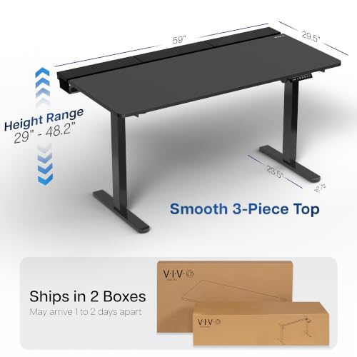 VIVO Black 60 x 30 in Standing Desk, DESK-KIT-1B6-P3B | Electric, Holds 220 lbs, Sit Stand, Height Adjustable, Cable Tray, Full-Size Mouse Pad, Office Furniture, Black Frame - color: Black Top / Black Frame, size: 60 x 30