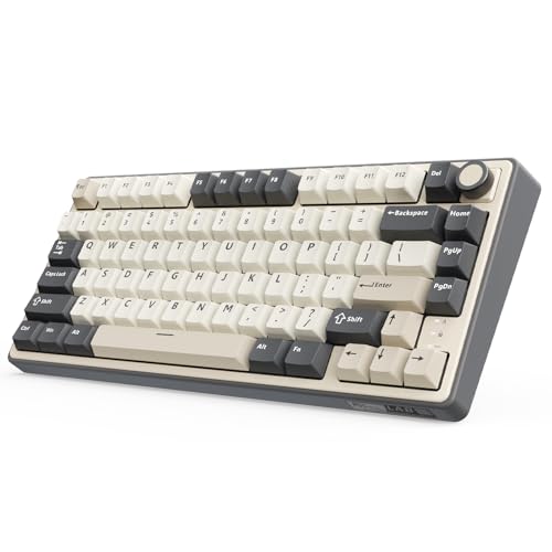 RK ROYAL KLUDGE R75 Wireless Mechanical Keyboard, 75% Percent Custom Gaming Keyboard Gasket Mount RGB Backlit with Knob & PBT Keycaps, BT5.1/2.4GHz/USB-C, Hot Swappable Cream Switch, White - color: white