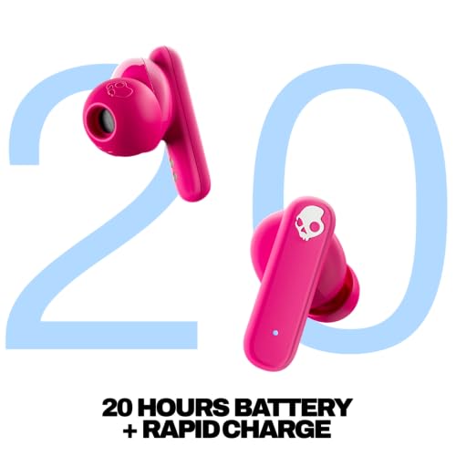 Skullcandy Smokin’ Buds Wireless Noise Isolating Earbuds - Pink | In-Ear Fit, Bluetooth, 20 Hours Battery, IPX4 Sweat and Water Resistant, Microphone for iPhone Android, Commuting, Studying - color: Pink