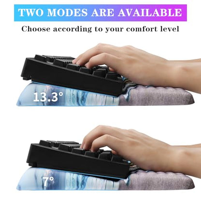 Computer Keyboard Stand with Wrist Rest, Ergonomic Tilted Keyboard Holder - Keyboard Riser with Wrist Pad - Keyboard Tray Support for Office Home - Beach - color: Keyboard Stand-beach