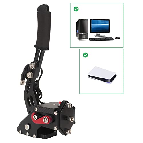 Septpenta USB Handbrake, 2 in 1 Computer Simulation Racing Game Handbrake, 64 Bit Universal Handbrake, Plug and Play for G27 G25 G29 T500 T300, Windows(Black) - color: Black