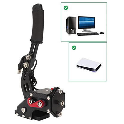 Septpenta USB Handbrake, 2 in 1 Computer Simulation Racing Game Handbrake, 64 Bit Universal Handbrake, Plug and Play for G27 G25 G29 T500 T300, Windows(Black) - color: Black