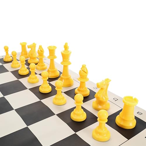 WE Games Color Bright Plastic Staunton Tournament Chess Pieces with 3.75 in. King - Half Chess Set of Chess Pieces Only, Yellow - color: Yellow
