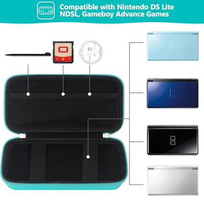 Supmay Hard Carrying Case Compatible with Nintendo DS Lite NDSL, Gameboy Advance Games Storage Holder Travel Bag with Mesh Pocket for USB Charging Cable, Stylus, Earphones, Game Cartridge, Green - color: Green + Black