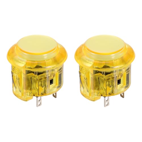 Nexarelle 2 Pcs Arcade LED Lights Push Button (24mm) - 5A 12/24V LED Illuminated Game Push Button for Arcade Machine/Fighting Stick/Video Gaming Controller, Yellow - color: Yellow