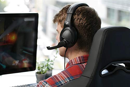 Massdrop x Sennheiser PC37X Gaming Headset — Noise-Cancelling Microphone with Over-Ear Open-Back Design, 10 ft Detachable Cable, and Velour Earpads,Black (Renewed)