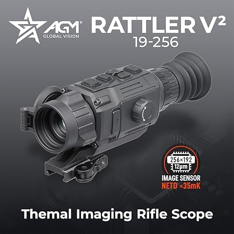 AGM Global Vision Rattler V2 Thermal Imaging Scope for Hunting, High Resolution with High Sensitivity Thermal Optics, Waterproof & Durable, Includes Thermal Targets & Cleaning Cloth - style: 19-256