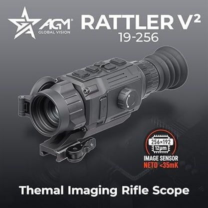 AGM Global Vision Rattler V2 Thermal Imaging Scope for Hunting, High Resolution with High Sensitivity Thermal Optics, Waterproof & Durable, Includes Thermal Targets & Cleaning Cloth - style: 19-256