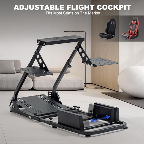 Anman Flight Racing Sim Stand Fit for Logitech G920 X52 G PRO,for Thrustmaster T16000 T248x T80 T300, Flight racing dual-use simulator cockpit, Electronics Not Included