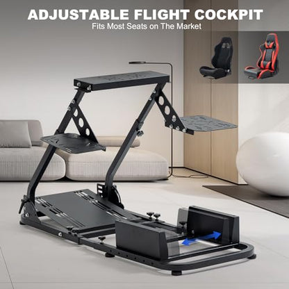 Anman Flight Racing Sim Stand Fit for Logitech G920 X52 G PRO,for Thrustmaster T16000 T248x T80 T300, Flight racing dual-use simulator cockpit, Electronics Not Included
