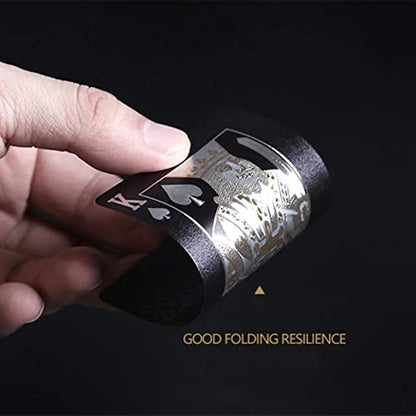 Merytes 2 Deck of Waterproof Poker Cards and Playing Cards with Flexible Plastic PVC Classic Trick Cards - color: Black Gold