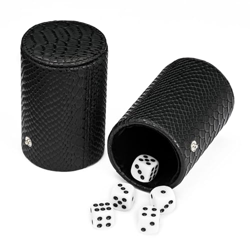 3 in 1 DND Dice Tray with Two Dice Cup Set, PU Leather Portable Folding Dice Rolling Tray for RPG Board Games and Pub Party Games - color: Black