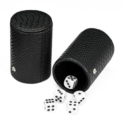 3 in 1 DND Dice Tray with Two Dice Cup Set, PU Leather Portable Folding Dice Rolling Tray for RPG Board Games and Pub Party Games - color: Black