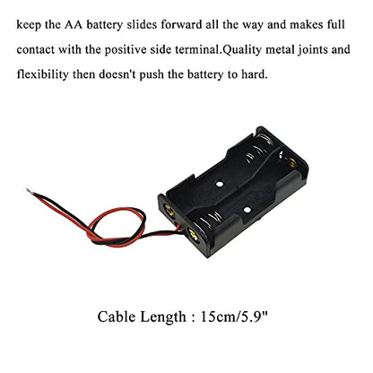 HAHIYO 3V AA Battery Holder Bundle Series with Wire Sturdy Clapm Flexible Springs Contact Build-in Harnesses Batteries Black Case Easy Install 8 Pieces for Wall Clocks Ham Radio Kids Toys - style: Without cover-2AA-8P