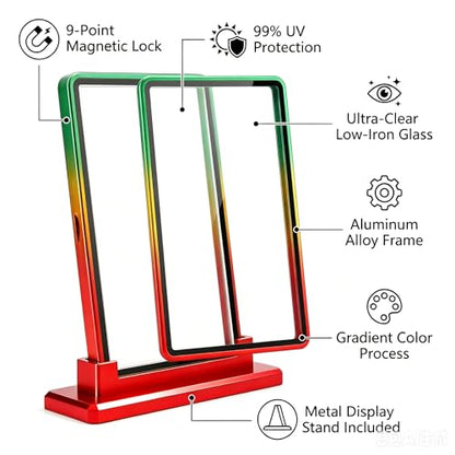 Magnetic Metal Slab Case for 35PT PSA/CGC: Gradient Magnetic Graded Card Slab Protector with Metal Display Stand, U-V Protection UltraClear Glass, 9-Point Magnetic Lock