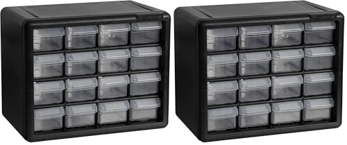 Akro-Mils 16-Drawer Plastic Storage Cabinet | 10-1/2 x 6-1/2 x 8-1/2 Inch | Black | Model 10116 | Garage Organization - color: Black, size: 16 Drawer, style: 2 pack