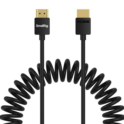 SMALLRIG Coiled HDMI Cable 2.0 (A to A), 4K@60Hz 18Gbps, High Speed Supports 3D, Flexible Durable TPU Camera Cable for BMPCC 4K/6K, for Panasonic S1H/GH5, etc., for Monitor, Gimbal - 4963 - size: Coiled(A to A)