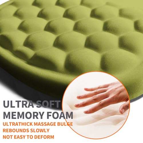 Ergonomic Joint Wrist Support Mouse Pad with Memory Foam Cushion Massage Bump, Carpal Tunnel Pain Relief Mousepad Slope Design for Wrist Rest, 11.8x7.9 in, Khaki Green - color: Khaki Green