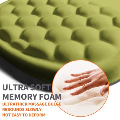 Ergonomic Joint Wrist Support Mouse Pad with Memory Foam Cushion Massage Bump, Carpal Tunnel Pain Relief Mousepad Slope Design for Wrist Rest, 11.8x7.9 in, Khaki Green - color: Khaki Green