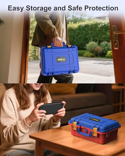 STARTRC GAMES Hard Carrying Case for Nintendo Switch 2, Professional Deluxe IP67 Waterproof, Soft Lining Hard Travel Case for Nintendo Switch 2 Console Pro Controller & Accessories (Red & Blue) - color: Red and Blue