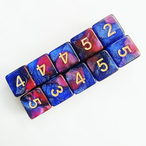 10 Pieces Polyhedral D6 Dice Set, 6 Sided Dice 16mm Square Edge Dice for RPG MTG DND Table Games (Red Blue) - color: Red Blue