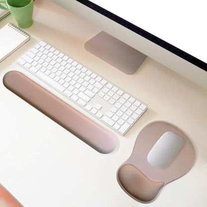 Gel Mouse Pad with Wrist Rest, Ergonomic Office Keyboard Wrist Rest, Brown | Mousepad with Wrist Support, Pain Relief, Computer Mouse Pad with Non-Slip PU Base, Desk Accessories Mat for Office & Gaming - color: Mocha Sand