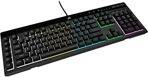 Corsair K55 RGB PRO Membrane Wired Gaming Keyboard – QWERTY US Layout, IP42 Dust and Spill-Resistant – 6 Macro Keys with Elgato Integration – iCUE Compatible – PC, Mac, Xbox – Black - color: Black, style: K55 RGB PRO