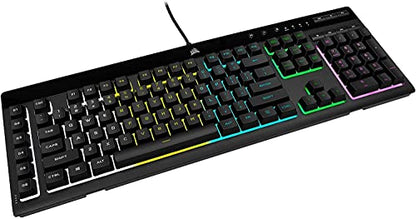 Corsair K55 RGB PRO Membrane Wired Gaming Keyboard – QWERTY US Layout, IP42 Dust and Spill-Resistant – 6 Macro Keys with Elgato Integration – iCUE Compatible – PC, Mac, Xbox – Black - color: Black, style: K55 RGB PRO